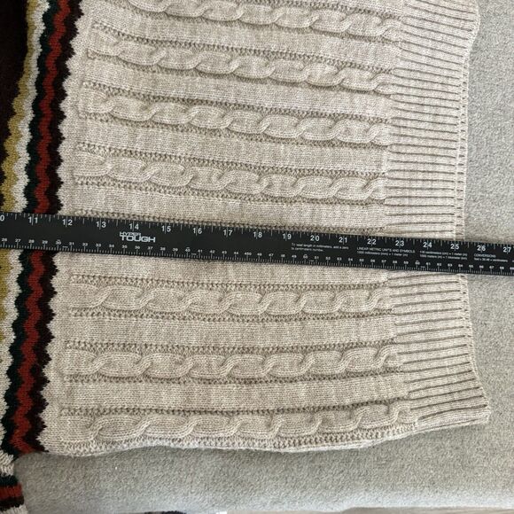 Vintage Sweater Women L Jantzen Neutral Cable Knit Collared USA Made Retro 70s - Picture 7 of 8